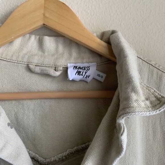 Princess Polly Cream Denim Jacket Size XS/S - Picture 3 of 4